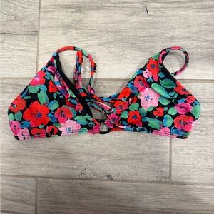 LA Hearts Black Floral Patterned bikini top